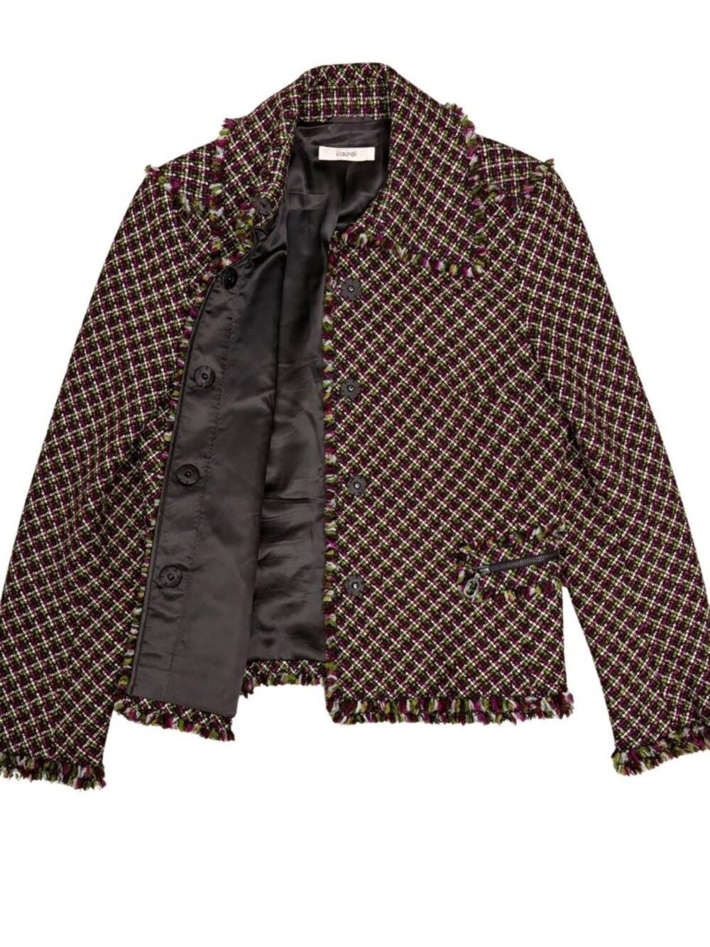 $1,300 LAUREL Tweed Luxury Blazer Jacket Wool Luxury Business Coat Womens Medium